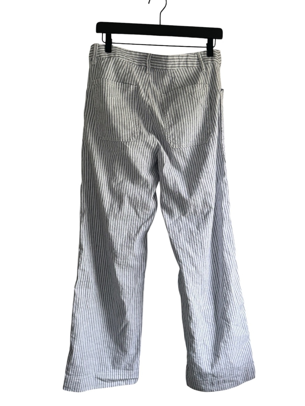 Frank & Eileen Limerick 6 Linen Wide Leg Utility Navy and White Stripe Pants - Picture 5 of 8